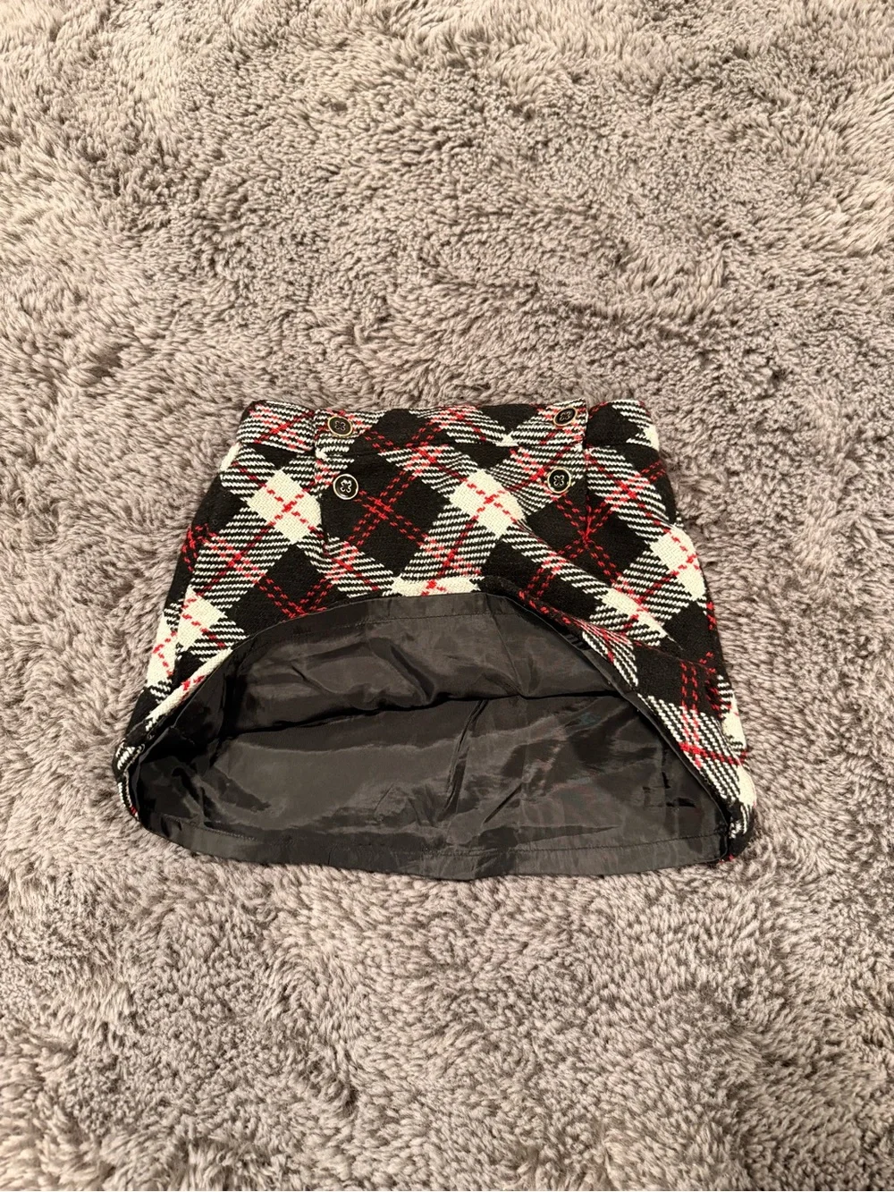 Janie and Jack Black, White & Red Plaid A-Line Mini Skirt